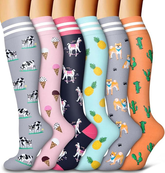 6 Pack Copper Compression Socks for Women and Men Circulation-Best Support for Medical, Running,Nursing,Athletic