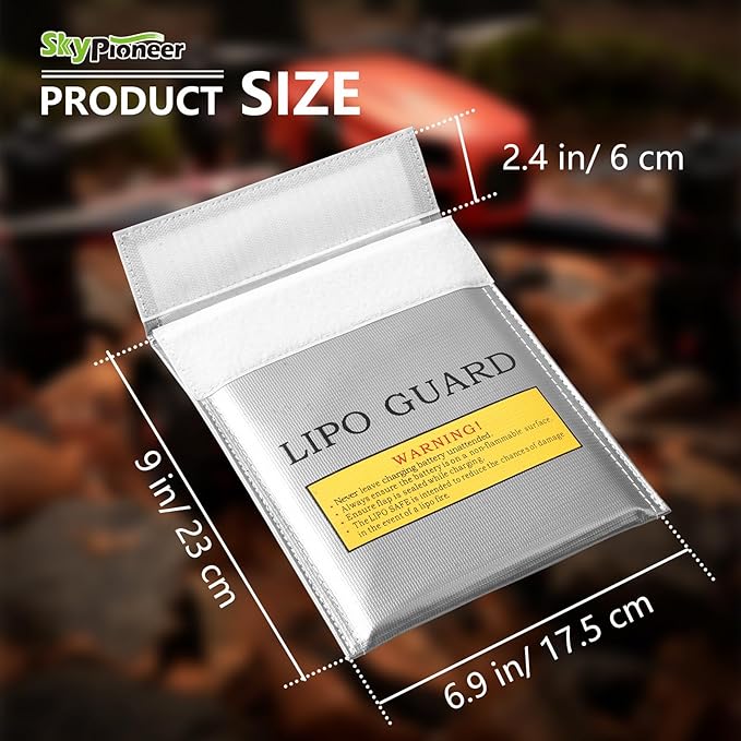 2 Pack Lipo Safe Bags, Fire Retardant Lipo Battery Bag, 6.9''x9'' Silver, Fireproof Explosion-proof Sack for Charging and Storage