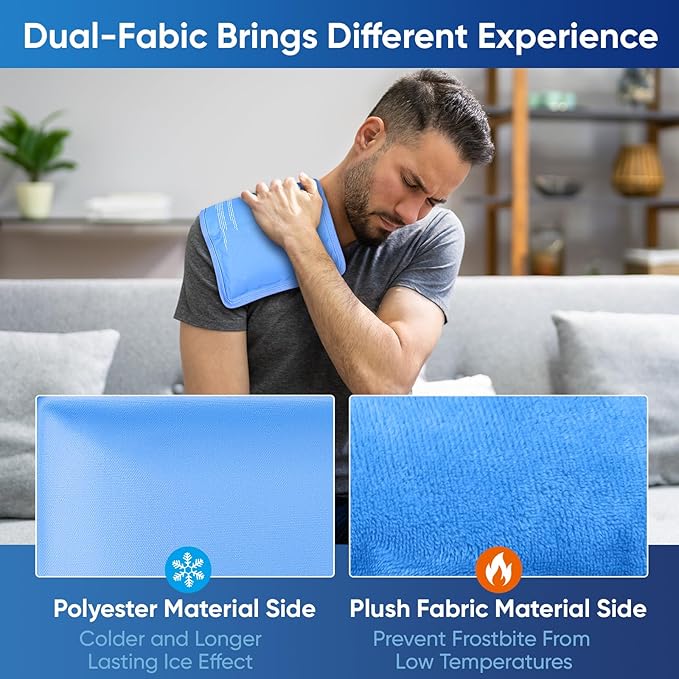 APEXUP Gel Ice Packs for Injuries Reusable, Flexible Double Sided Cold Packs for Injuries, Ice Pack for Knee, Shoulder, Back, Hip, Leg, Arm (Blue, S, 1PK)