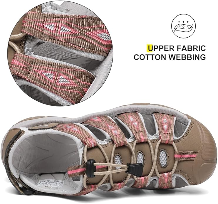 Dannto Women's Sport Hiking Sandals Closed Toe Outdoor Athletic Walking Sandal Lightweight Summer Water Shoes