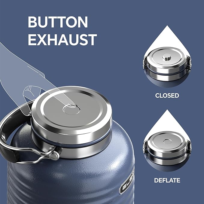 IDEUS Insulated Beverage Dispenser 5.2L, All-in-one for Camping Vacuum Double-Wall Stainless Steel Water Cooler Coffee Carafe Jug Leakproof Drink Container with Handle, Spigot & Stand (Blue)