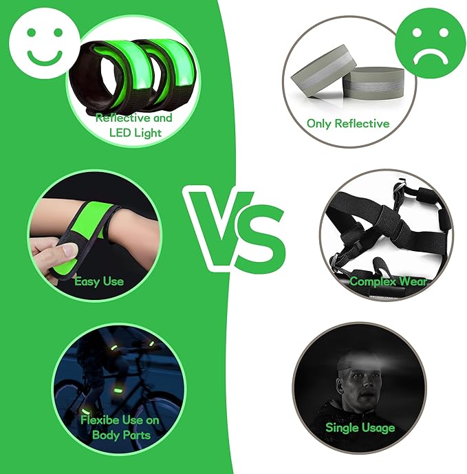 6 PCS LED Reflective Gear, LED Wristbands, LED Light Up Wristbands for Walking, Running, Jogging, Concerts, Sports, Camping, Sporting Events, Party, Rave Accessories