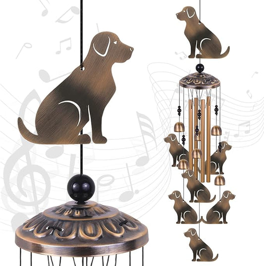 Bronze Dogs Wind Chimes Decor, Mobile Wind Catcher, Retro Wind Bells, Blessing Wind Chime, Memorial Windchimes for Home, Balcony, Yard, Room, Xmas, Party, Indoor, Garden Decoration, Gifts for Mom
