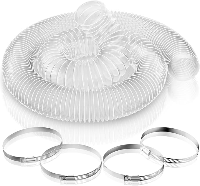 Hon&Guan 4" x 20' Dust Collection Hose, Flexible Clear Odorless PVC Dust Collector Hose with Carbon Steel Wire, Puncture Resistant Dust Hoses for Woodworking Dust Collecting System