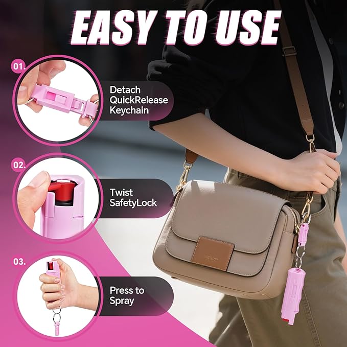 Pepper Spray, Maximum Police Strength, 0.54 fl oz, Quick Release Keychain, Finger Grip, 25 Bursts