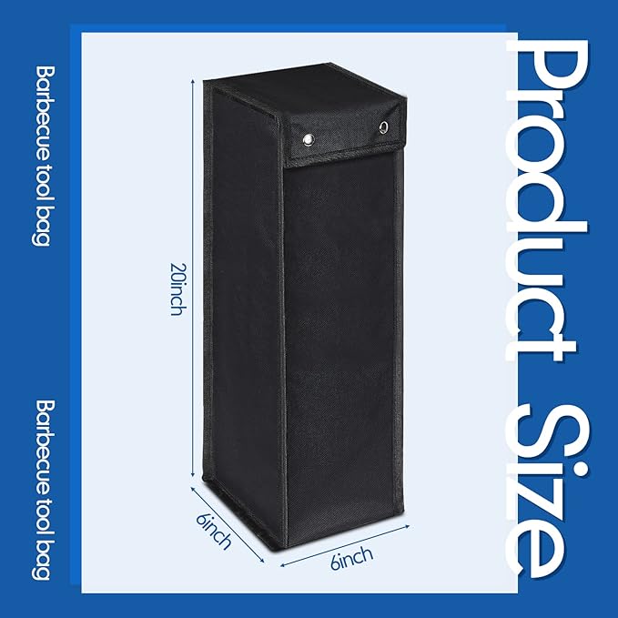 Grill Utensil Storage Bag BBQ Tool Storage Bags Barbecue Hardware Tool BBQ Utensil Holder Pouch Oxford Cloth Accessory Foldable for Camping Hiking(2 Pcs,Black)