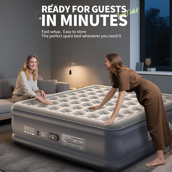 InnoTruth King Size Air Mattress with Built in Pump, Famiy Choice Award Winner, Inflatable Blow up Mattress, 18" Raised 2-4 Persons Family Air Bed for Guests & Home, Ideal for Temporary Use, 700 lbs