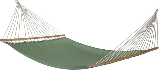 Fab Habitat Solid Recycled Polyester Hammock - Fargo - Green - Indoor/Outdoor, Quick Dry, 2 Person 460 lbs Capacity - Patio, Poolside, Backyard, Garden, Beach, Balcony - 12-14 ft Adjustable