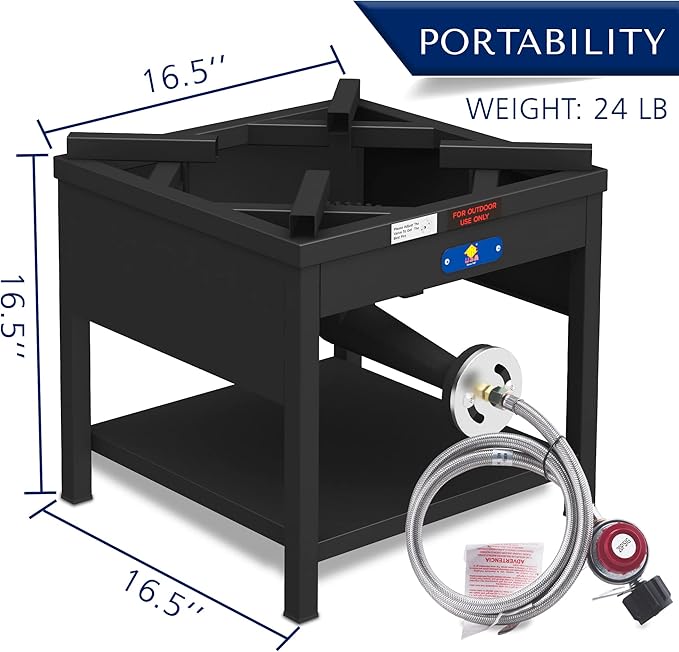 ARC 200,000BTU Single Burner Propane Stove, High-Pressure Outdoor Propane Stove Cooker Propane Burner, 16.5"Heavy Duty Burners For Outdoor Cooking Turkey Fry,Crawfish Boil,Homebrewing