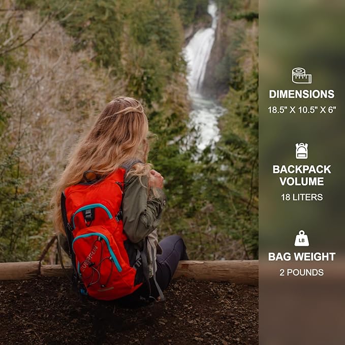 Everfun Hydration Backpack 18L with Water Bladder 2L/3L Hiking Water Backpack Women Men Hydration Pack Insulated Lightweight Day Hydropack with Storage for Hiking, Biking, Running, Festival