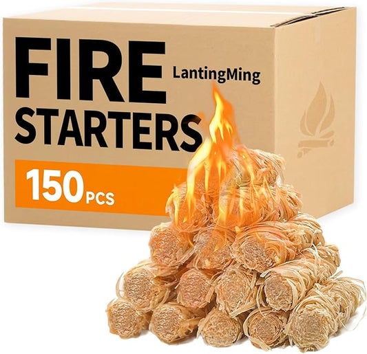 150 PCS Fire Starter for Fireplace, Waterproof - Natural Fire Starters, for BBQ, Pizza Oven, Fire-Pit, Campfires, Camping Charcoal Starter, Quick Light Wood Charcoal Firestarter