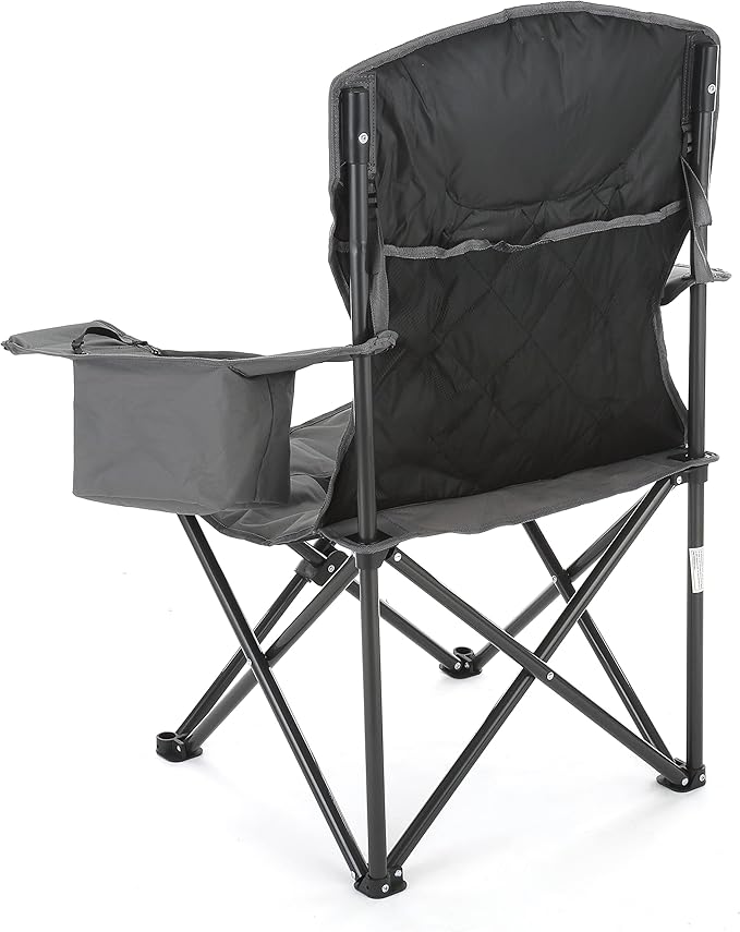ARROWHEAD OUTDOOR Portable Folding Camping Quad Chair w/ 6-Can Cooler, Cup & Wine Glass Holders, Heavy-Duty Carrying Bag, Padded Armrests, Headrest & Seat, Supports up to 550lbs, USA-Based Support