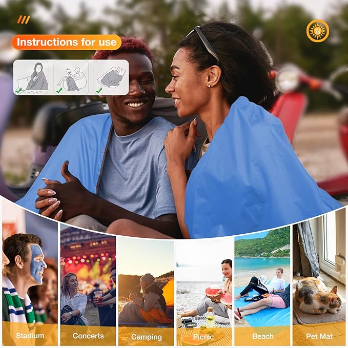 DUKUSEEK Outdoor Waterproof Stadium Blanket, XL Large (79x56) Hooded Stadium Blankets with Fleece,Portable,Warm Outside Blankets for Cold Weather, Camping, Sports, Beach, Football, Festivals…