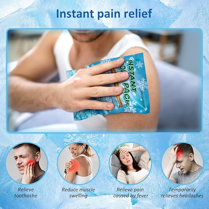 25 Packs Instant Cold Pack for Large Size (5.9" x 8.6") - Disposable First Aid Ice Packs for Injuries - Cold Compress for Pain Relief, Swelling, Inflammation, Toothache, Athletes & Outdoor Activities