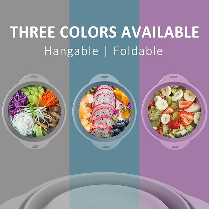 Collapsible Camping Bowl 88oz Collapsible Silicone Salad Bowl Large Silicone Bowl for Outdoor Hiking Travel Storage and Mixing(Light Blue)