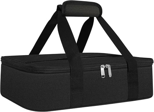 esouler Insulated Casserole Carrier Bag Hot & Cold Food Carrier Bag Lasagna Holder Lunch Bag for Picnics, Parties, Travel, Fits 9 x 13 Inches Casserole Dish-Black