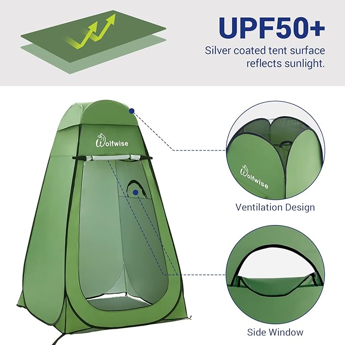 WolfWise Pop Up Privacy Shower Tent Portable Outdoor Sun Shelter Camp Toilet Changing Dressing Room