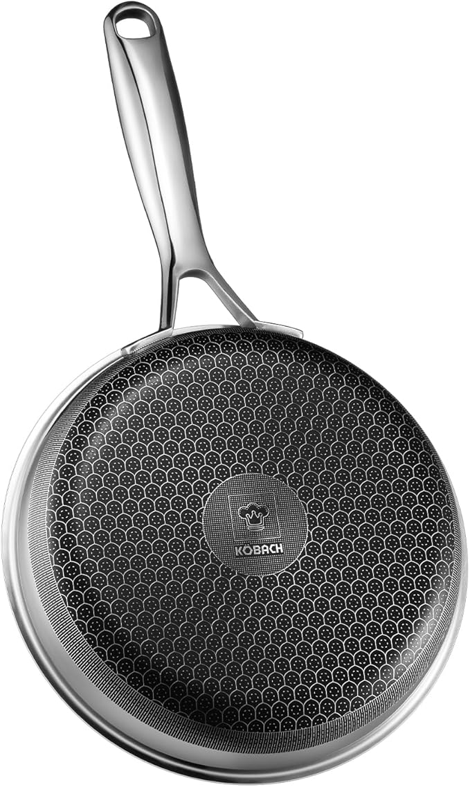 8in+Lid Nonstick Frying Pan - Stainless Steel Skillet, Dishwasher & Oven Safe, Compatible with Induction & Gas Stoves, Non-Toxic & Easy to Clean