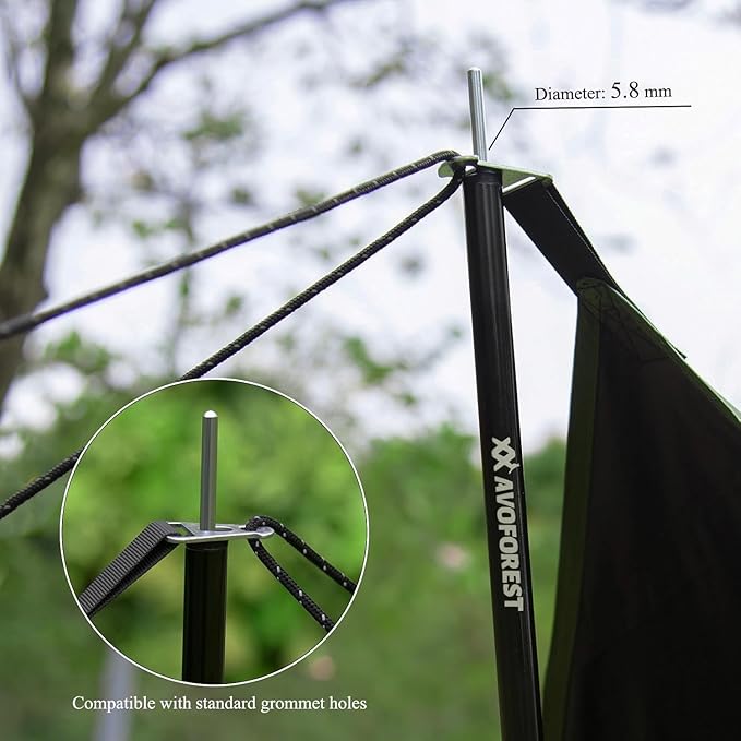 Tent Poles for Tarp, AVOFOREST Camping Tent Tarps Poles Adjustable Camping Accessories 76in Heavy Duty Poles Thicker Tent Pole with a Diameter of 0.65in for Backpacking Hiking Awning