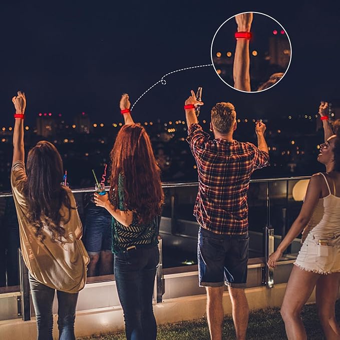 8 Pack LED Bracelets Light Up Wristbands,Glow Flashing Wristbands Glow in The Dark Party Supplies for Party, Festivals, Sports, Camping,Night Events (Red)