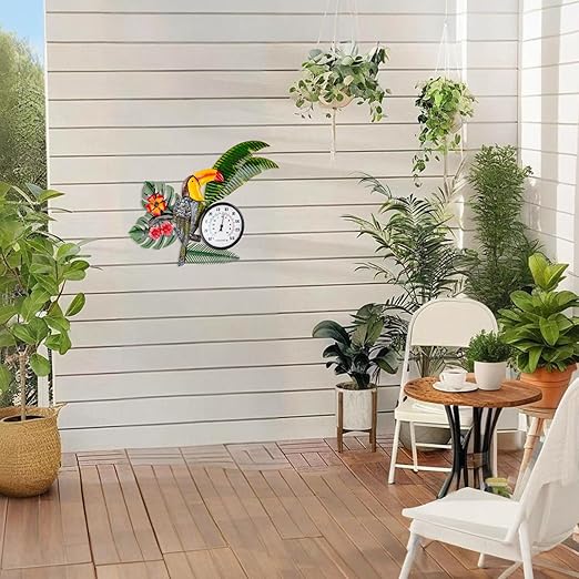 27" Outdoor Thermometer, Large Thermometer Outdoor Waterproof, Toucan Decorative Outdoor Thermometers for Patio, Home, Backyard, Living Room