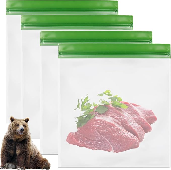 4 pack Bear Bags for Food Backpacking- Double Seal Odor Barrier Storage Bags 7.87 Mil Reusable Camping and Household, Lock in Odors Keep Contents Fresh and Waterproof, Reusable Odor Proof Bags ( 9*10)