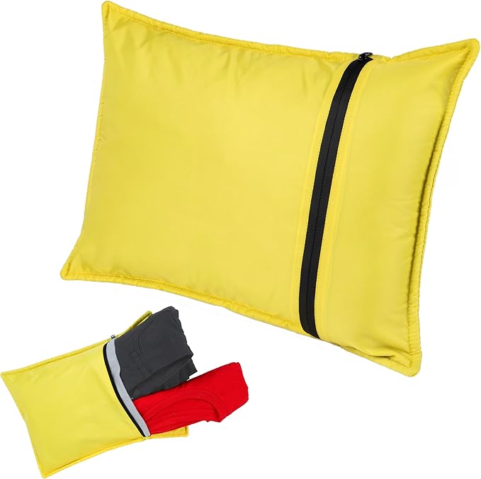 Stuffable Camping Pillow Stuff Sack (Small, Yellow, 2-Pack) - 10 x 14 - for Hiking, Backpacking and Travel Bring Your Own Stuffing