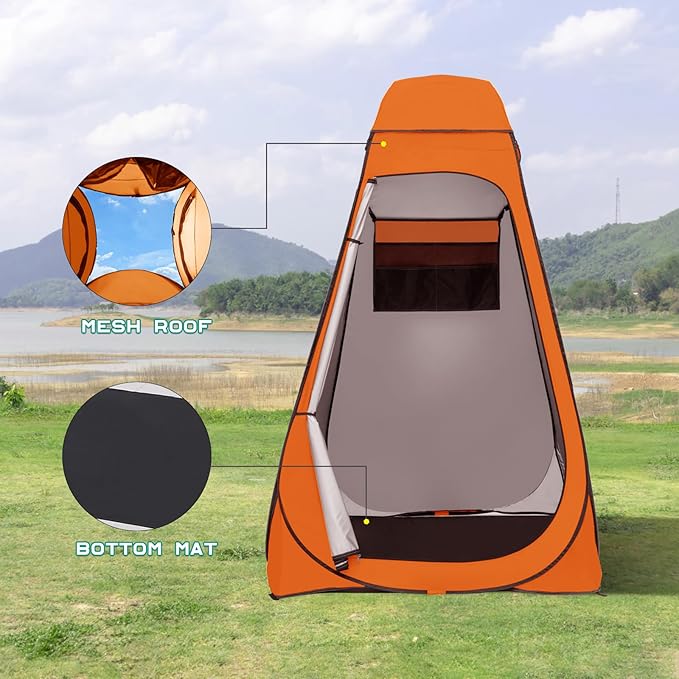 BRIAN & DANY Pop Up Shower Tent, Portable Privacy Camping Changing Tent, Camp Toilet Bathroom Pod with Rain Shelter & Windows, UPF 50+ & Waterproof, 47.2" x 47.2" x 74.8"