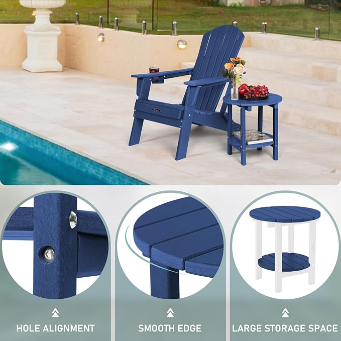 FUNBERRY Outdoor Adirondack Side Table Set of 2, 2-Tier Patio End Tables, HDPE All Weather for Outside