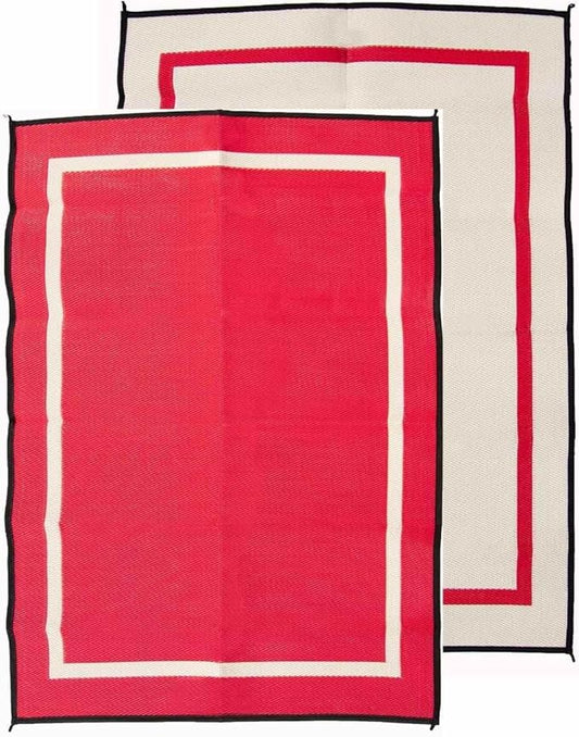 5x7 Red Outdoor RV Mat – Extra Thick 5mm Recycled Polypropylene Rug – Heavy-Duty, Waterproof, Reversible – Luxury Outdoor Rug for Camping, Patio, Beach (Red NO Carry Bag, 5'x7')