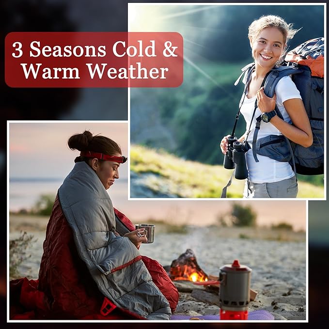 10 Pcs 0 Degree Camping Sleeping Bags Bulk for Adults Cold Weather Sleeping Bags 4 Season Warm Waterproof Lightweight with Compression Sack for Backpacking Hiking Travel Homeless