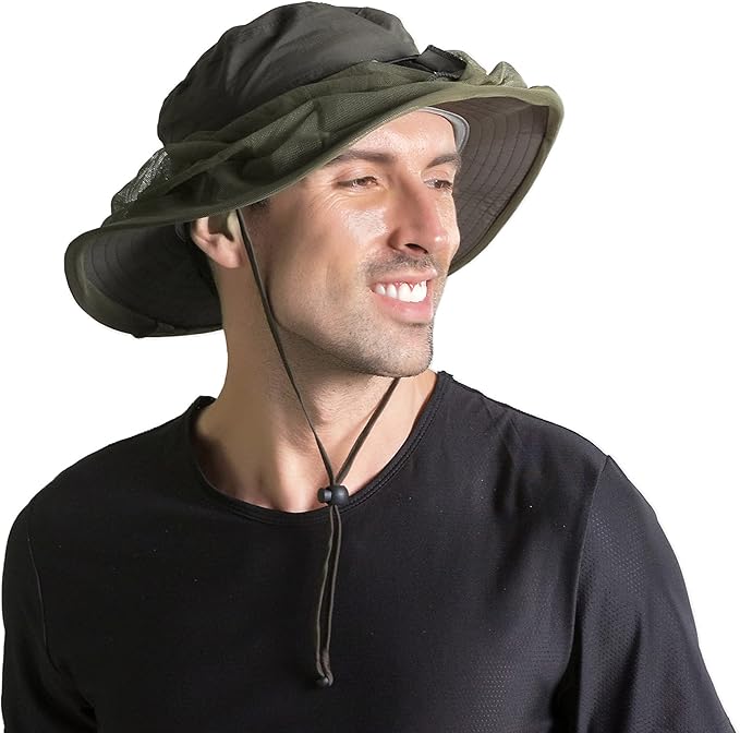 Fishing Hat Sun Protection Hat Mosquito Head Net for Outdoors Bucket Hat with Hidden Net Mesh