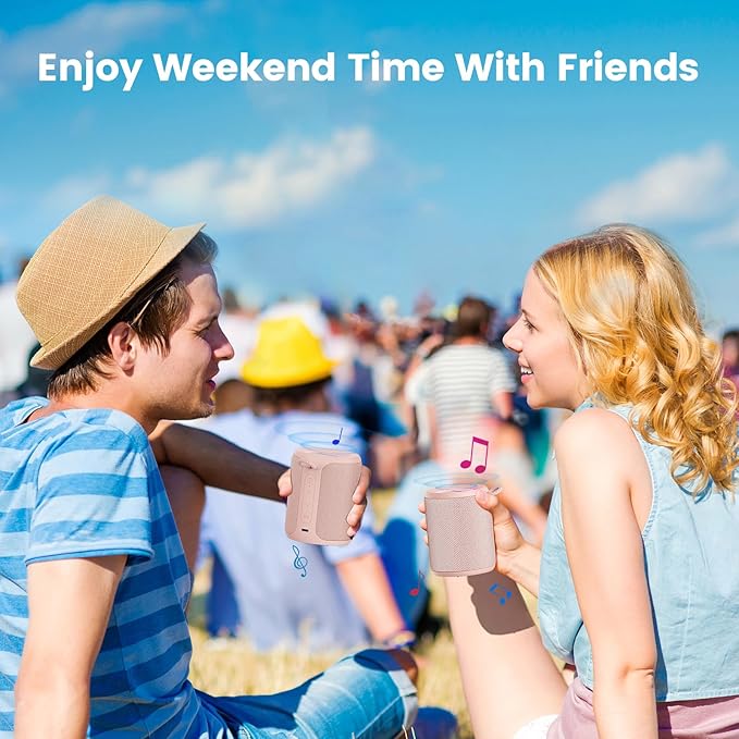 Bluetooth Speaker Wireless,IP67 Waterproof & Dustproof Portable Speaker with Lights,15W Loud Stereo Sound, 2500mAh Battery All Day Playtime, TWS Pairing, BT5.3, Home/Party/Outdoor/Beach (Pink)