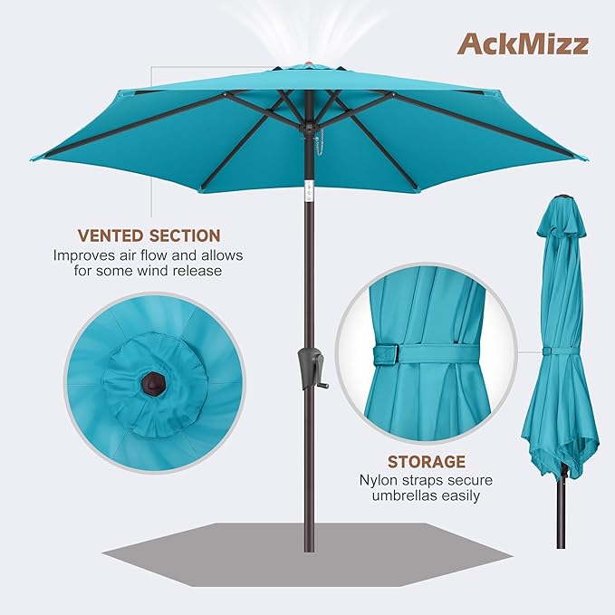 9ft Outdoor Patio Umbrella - Table Umbrella Waterprool UV Protection, Sombrillas de Patio with Push Button Tilt&Crank, Sun Umbrella for Pool, Porch, Garden, Deck, Backyard(Sky Blue)