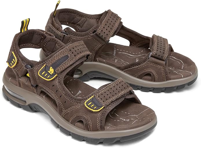 CAMEL CROWN Men's Leather Sandals for Hiking Walking Beach Treads Water Athletic Outdoor with Premium Air Cushion | Waterproof