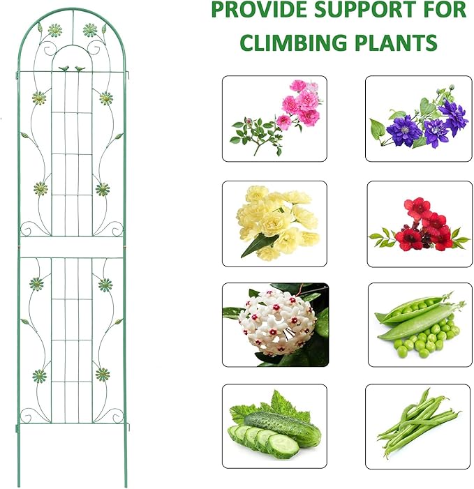 4 Pack Metal Garden Trellis 71" H Garden Fence Rustproof Trellis for Climbing Plants Support Roses Flower Outdoor Lawn, Blue Green
