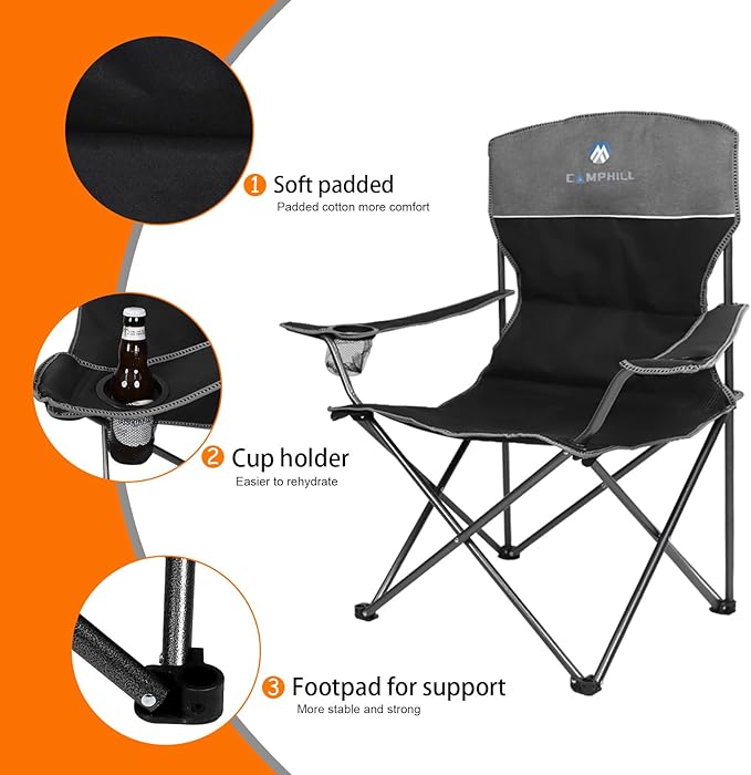 Camping Chair Set of 3, Outdoor Folding Camping Chairs for Heavy People with Cup Holder & Carry Bag,Collapsible Chair Include One Sofa Chair and Two Single Chair,Support up to 500lbs