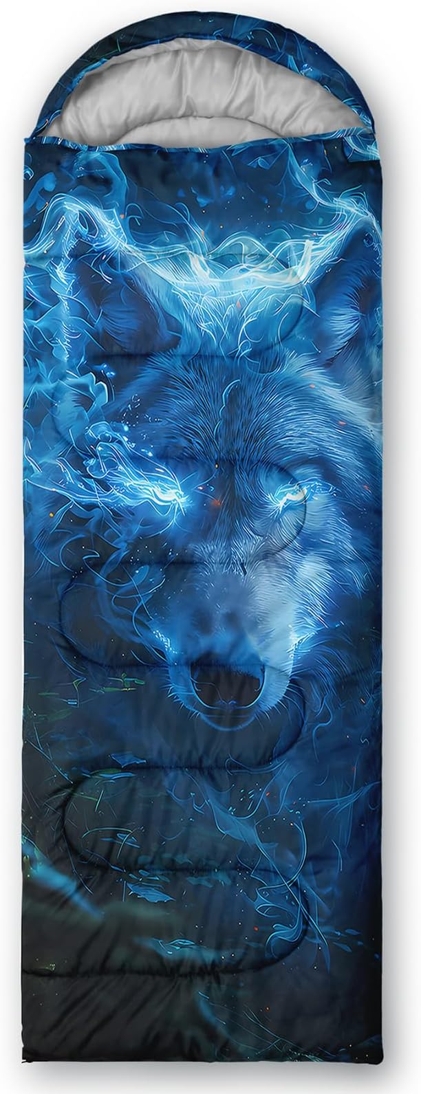 AILONEN Blue Glowing Basketball Sleeping Bag for Kids Boys,Warm and Cool Weather,Lightweight,Waterproof Backpacking,City Theme Ball Sports Sleeping Bag for Camping