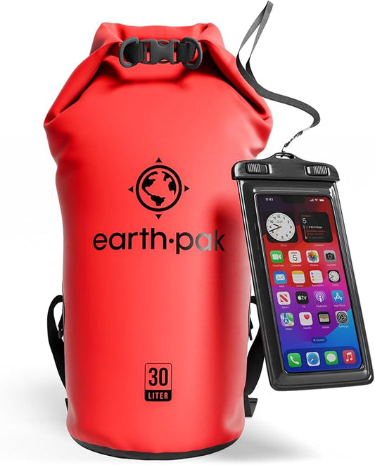 Earth Pak Waterproof Dry Bag - Roll Top Waterproof Backpack Sack Keeps Gear Dry for Kayak with Waterproof Phone Case