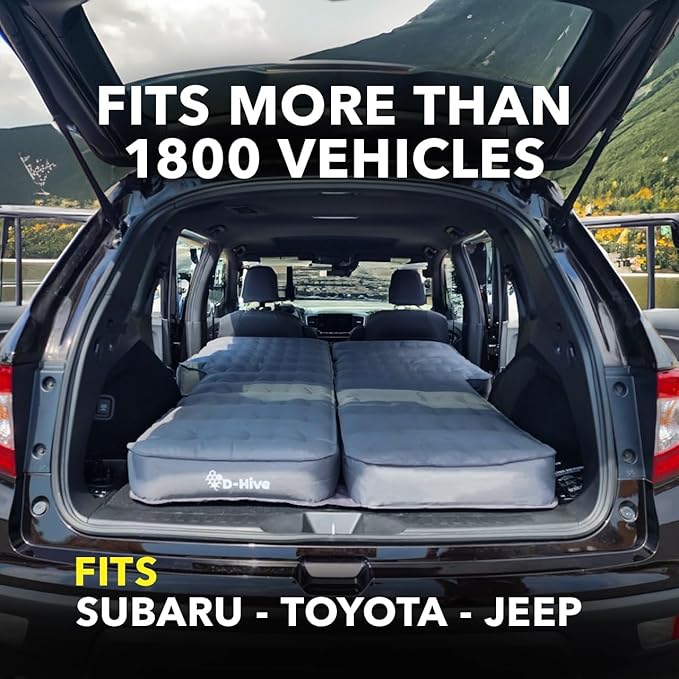 D-Hive Unbeatable Durability SUV Air Mattress for Car Camping, Durable Extra Thick 300D Oxford Fabric, Quick Easy Set-Up w/Electric Pump, Bed Mattress, Mattress for SUV, Car Air Mattress
