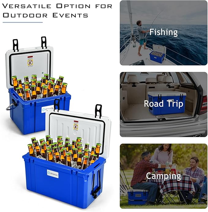 Goplus 26/58/79 Quart Cooler, Ice Chest with 4-Day Ice Retention, Anti-Leak Latch, Heavy Duty Hard Cooler, Rotomolded Cooler Camping Cooler for Outdoor Activities, BBQs, Beach