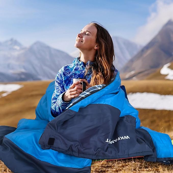 Backpacking Flannel Sleeping Bag Lightweight for Adults Hiking Ultralight Compact Sleeping Bag Portable Warm Weather Summer with Compression Sack