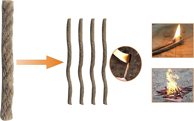 Fire Starter Kit – 6 Magnesium Shaving Packs + Waterproof Windproof Matches in Metal Tin – Emergency Fire Making Kit for Camping, Hiking, Survival, Prepping