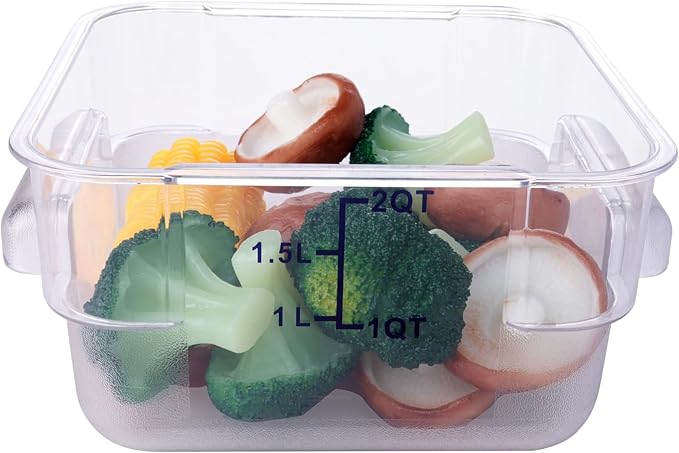 2 Pack Square Food Storage Container With Lid,2-12 Quart Commercial Storage Box With Scale & Handle,Cake Making,Dough Marinating Meat,Kitchen Supplies (6 Quart)