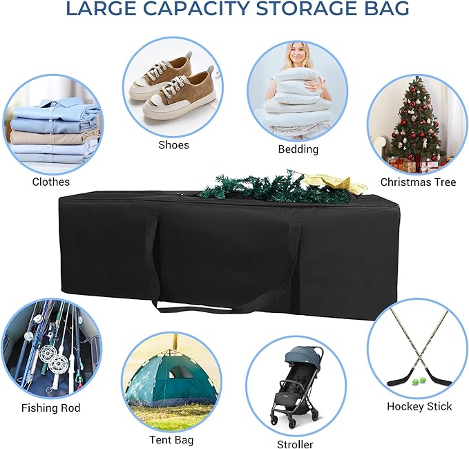 COOLBEBE 60" Sports Duffle Bag - 332L 2PCS Extra Large Travel Duffel Luggage Bag with Upgrade Zipper, Sturdy & Water Resistant Long Duffle Bag for Camping Moving (Black 60inch 2Pack)