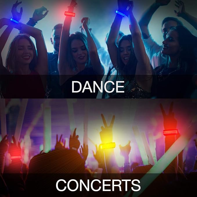 8 PCS LED Glow Bracelets, Light Up Wristbands - Halloween Glow in The Dark Party Bracelets Favors Supplies for Christmas, Concerts, Festivals, Game Prizes, Sports, Rave Accessories（Black-CS）