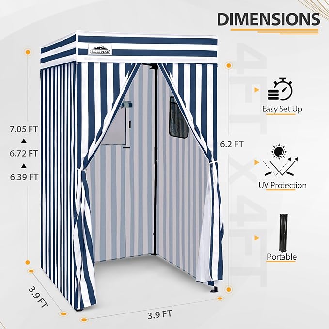 EAGLE PEAK Flex Compact 4x4 Pop-up Canopy Changing Room, Portable Privacy Dressing Room for Indoor Fashion Photoshoots, Camping, or Pool, White/Blue