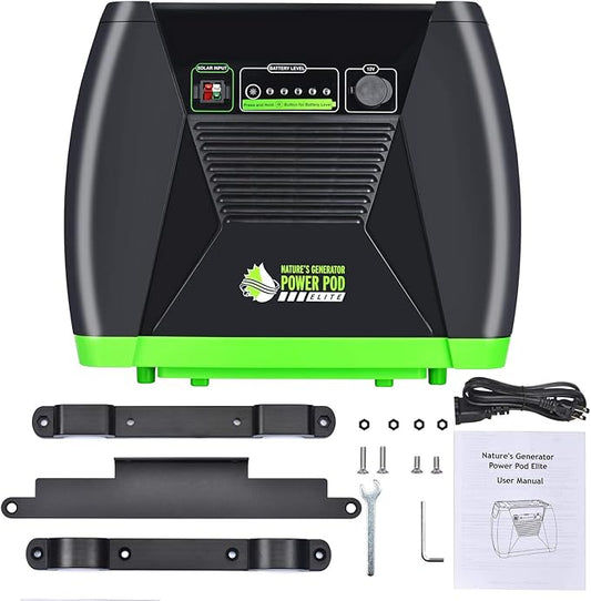 Nature's Generator Power Pod Elite-AGM Sealed Lead Acid in 100Ah with 12V DC Port and 35in Expansion Cable to Extend Nature's Generator Elite's Using Time HKNGPDEL