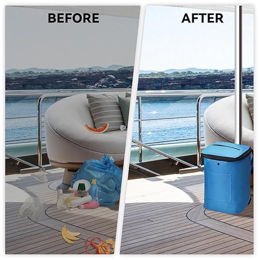 Boat Trash Can, Portable Boat Trash Bag, Reusable Boat Garbage Bag, Easy to Install & Clean, 3.96 Gallons Multi-Purpose Boating Equipment Accessories for Fishing Kayak Pontoon Boat (1PCS Blue)