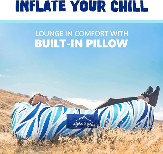 AlphaBeing Inflatable Lounger Beach Chair Accessories, Air Sofa Hammock Inflatable Couch for Camping Backyard Lakeside with Compression Sacks, Ideal Outdoor Gifts for Adults